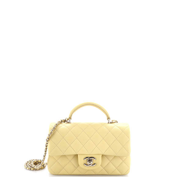 Chanel Mini Classic Single Flap Top Handle Bag Quilted Lambskin - Picture 1 of 5